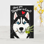 Carte Chien vous aime belle-fille (Fleur jaune)