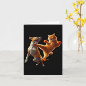 Carte Chien Vs Chat Kick Boxing Combattant Drôle Chat Je (Fleur jaune)