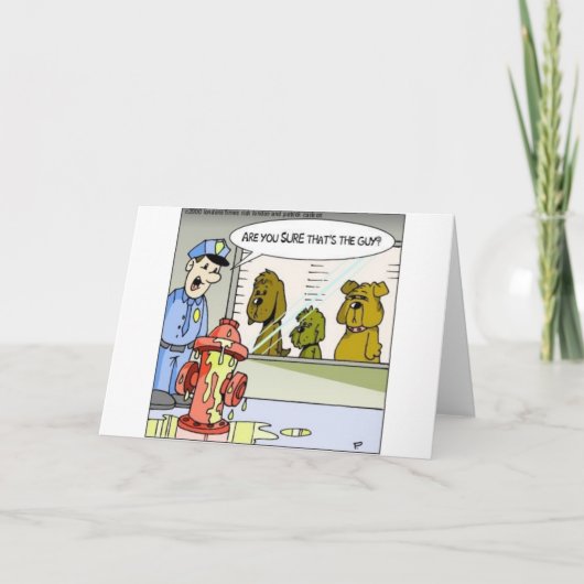 Carte Chien Vs Police Hydratant Aligner Drôle Cadeaux Et (Devant)