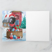 Carte Chien Weimaraner dans la maison de Noël enneigée (Intérieur)