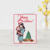 Carte Chien Westie Cute Avec Petite Fille Noël (Fleur jaune)