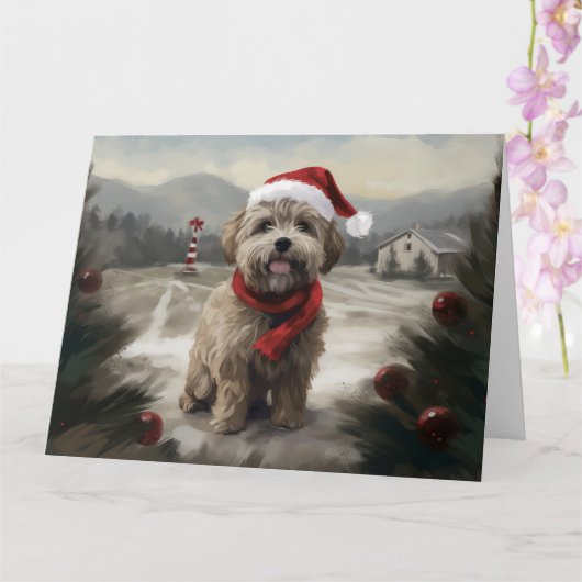 Carte Chien Yorkipod en Noël de neige (Orchidée)
