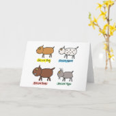 Carte Chiens à bâtons amusants (Fleur jaune)