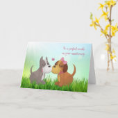 Carte Chiens adorables mignons, Anniversaire Mariage (Fleur jaune)