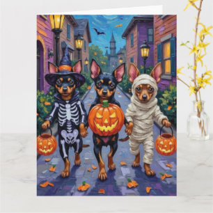 Carte Chiens Affenpinscher faisant Trick-or-Treating à H