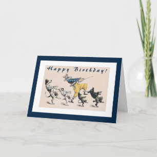 Carte Chiens amusants et Clown 50e anniversaire