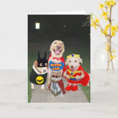 Carte Chiens amusants Halloween (Fleur jaune)