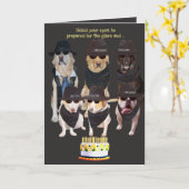 Carte Chiens amusants Risque d'incendie Anniversaire (Fleur jaune)