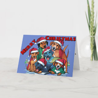 Carte Chiens amusants Secourus à Santa Hats Noël Abstrai