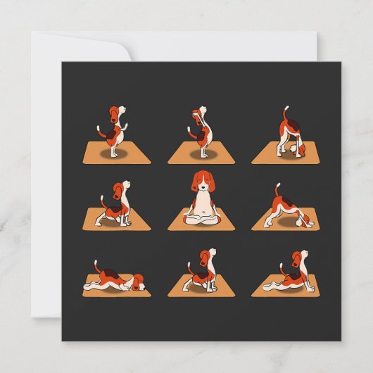 Carte Chiens Beagles mignons Yoga Asana Poses (Devant)