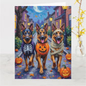 Carte Chiens bergers allemands en train de trick ou de t (Fleur jaune)