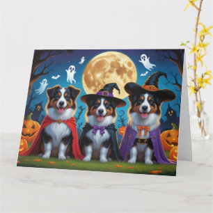 Carte Chiens bergers australiens Citrouille Halloween dr