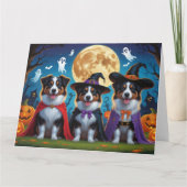 Carte Chiens bergers australiens Citrouille Halloween dr (Devant)