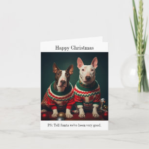 Carte Chiens Bull Terrier dans les pulls de Noël