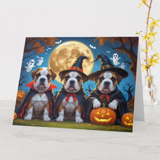 Carte Chiens Bullmastiff Citrouille Halloween Funny (Fleur jaune)
