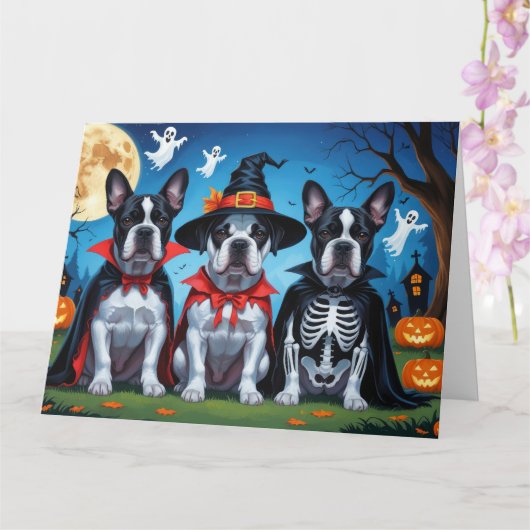 Carte Chiens Cane Corso Citrouille Halloween Drôle (Orchidée)
