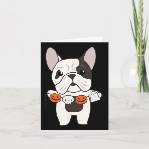Carte Chiens Citrouilles d'Halloween heureux de Bulldog