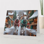 Carte Chiens dalmate Noël Fête de la neige (Devant)