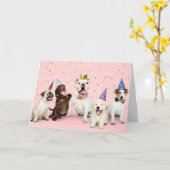 Carte Chiens d'anniversaire (Fleur jaune)