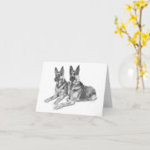 Carte Chiens de berger allemand dessinant par le cygne (Fleur jaune)