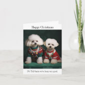 Carte Chiens de Bichon Frise en pulls de Noël (Devant)