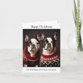 Carte Chiens de Boston Terrier en pulls de Noël (Devant)