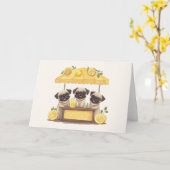 Carte Chiens de carlin Stand de Lemonade (Fleur jaune)