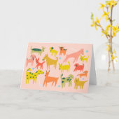 Carte Chiens de couleur mignons MERCI PERSONNALISÉ (Fleur jaune)