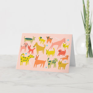 Carte Chiens de couleur mignons MERCI PERSONNALISÉ