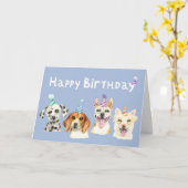 Carte Chiens de fête aquarelle Joyeux anniversaire (Fleur jaune)