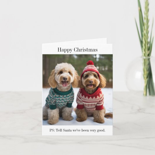 Carte Chiens de Goldendoodle en pulls de Noël (Devant)