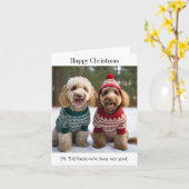 Carte Chiens de Goldendoodle en pulls de Noël (Fleur jaune)