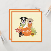 Carte Chiens de grâce Thanksgiving Citrouilles de récolt (Devant/Arrière en situation)
