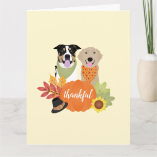 Carte Chiens de grâce Thanksgiving Citrouilles de récolt