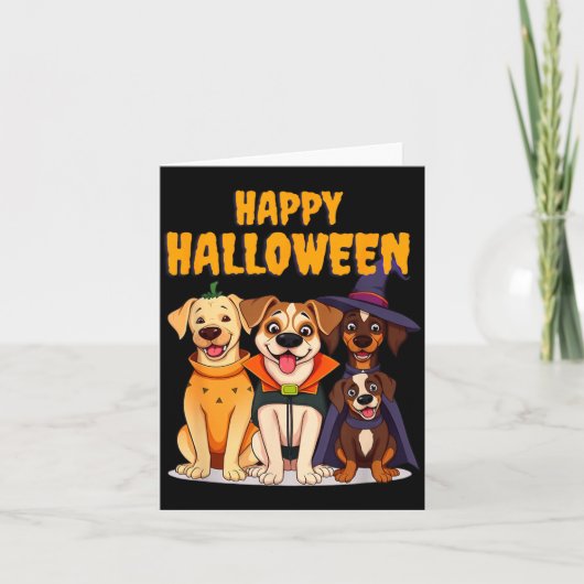 Carte Chiens de Halloween mignons drôles - Design unique (Devant)