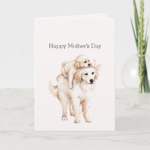 Carte Chiens de la fête des mères Maman Ruban Rose