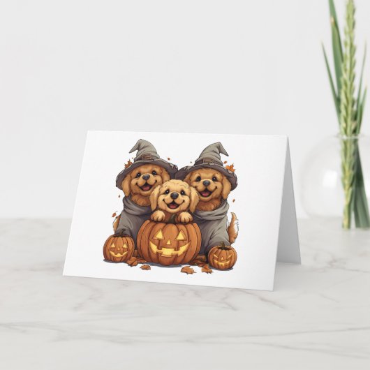 Carte Chiens de l'Halloween Golden Retriever Jack-o'-lan (Devant)