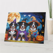 Carte Chiens de Montagne Bernese Citrouille Halloween Dr (Devant)