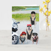 Carte Chiens de motards personnalisables Anniversaire (Fleur jaune)