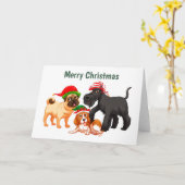 Carte Chiens de Noël Animés (Fleur jaune)