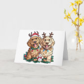Carte Chiens de Noël Goldendoodle (Fleur jaune)