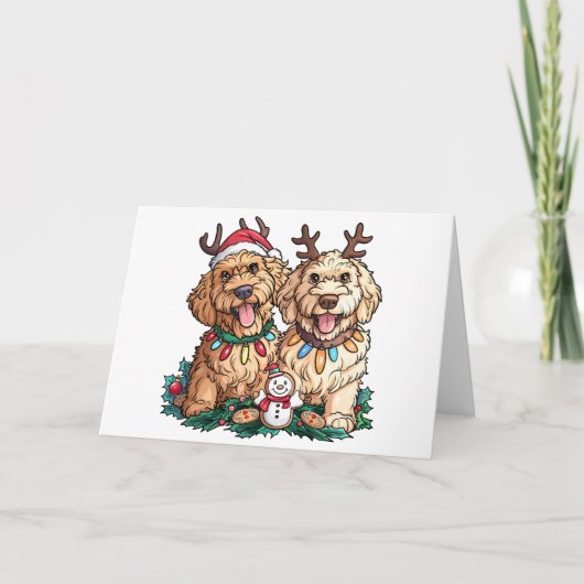 Carte Chiens de Noël Goldendoodle (Devant)