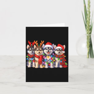 Carte Chiens de Noël Msky mignons avec lumières à manche