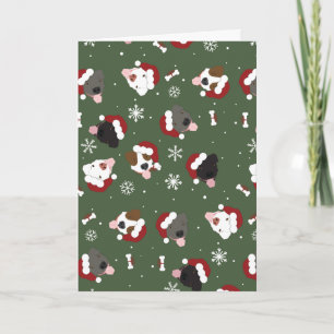 Carte Chiens de Noël sur Vert