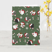 Carte Chiens de Noël sur Vert (Fleur jaune)