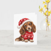 Carte Chiens de Noël Teckel chiots (Fleur jaune)