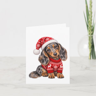 Carte Chiens de Noël Teckel chiots