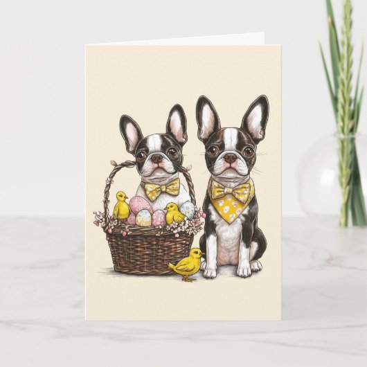 Carte Chiens de Pâques Boston Terrier (Devant)