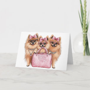 Carte Chiens de Poméranie à la mode Porte-monnaie rose