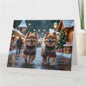 Carte Chiens de Poméranie Noël (Devant)